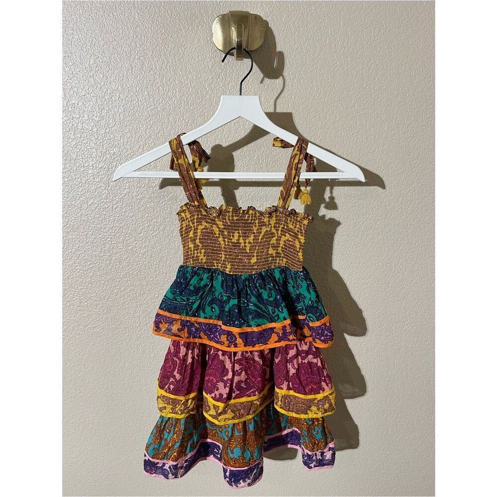 Zimmermann Colorful Tiered Boho Sundress in Mustard, Teal, Burgundy & Purple